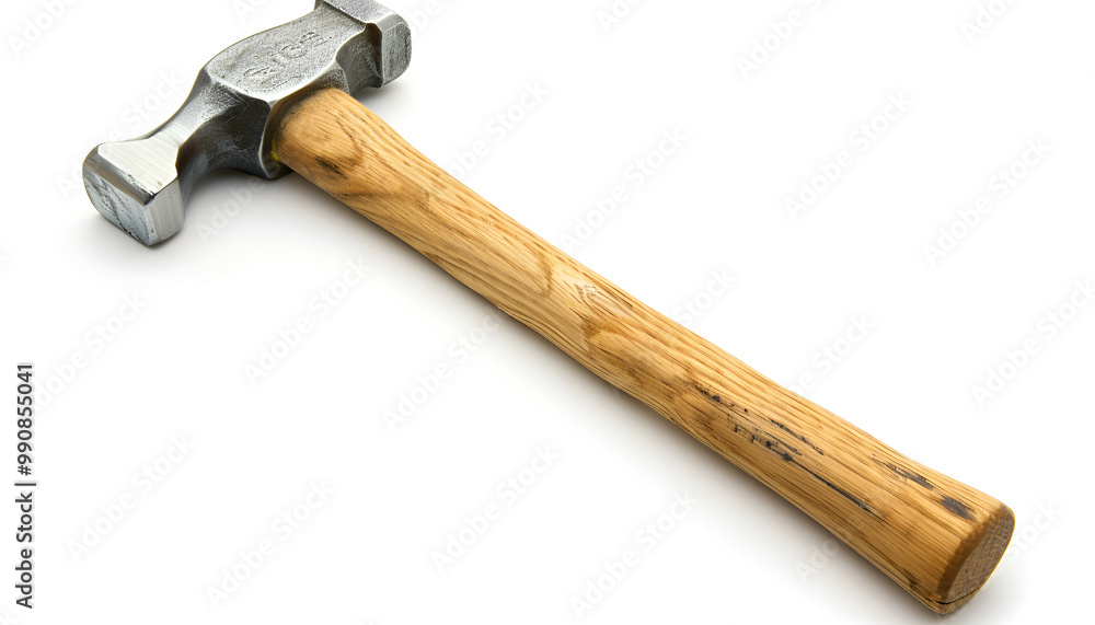 New hammer with rubber handle isolated on white New hammer with rubber handle isolated on white