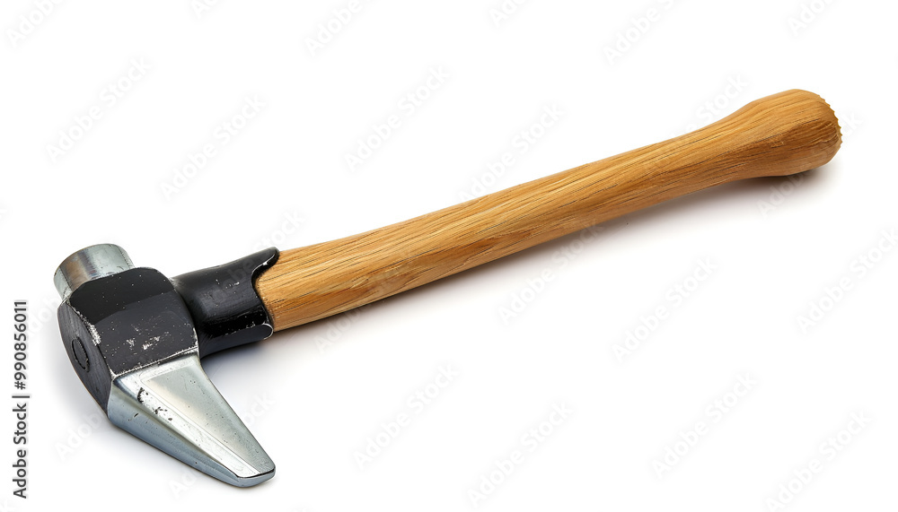 New hammer with rubber handle isolated on white New hammer with rubber handle isolated on white