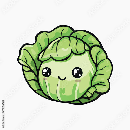 Cute kawaii cabbage illustration