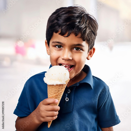 child eating ice cream  photo