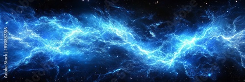 Blue Cosmic Energy Whirls in Deep Space An Abstract Fractal Background for Design Projects