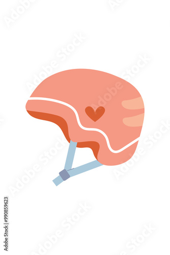 Cute female helmet with heart, illustration on white background.