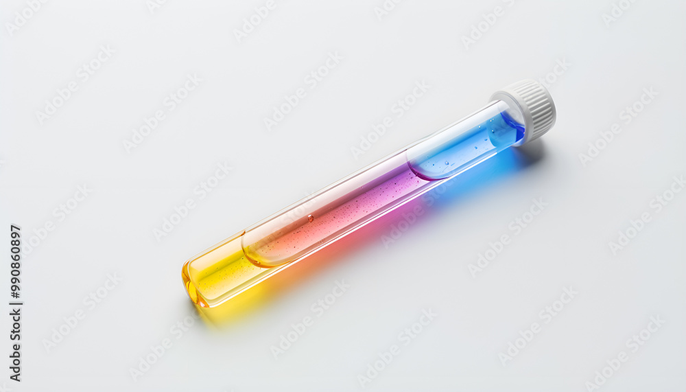 Test tube with color liquid on white background. Solution chemistry Test tube with color liquid on white background. Solution chemistry