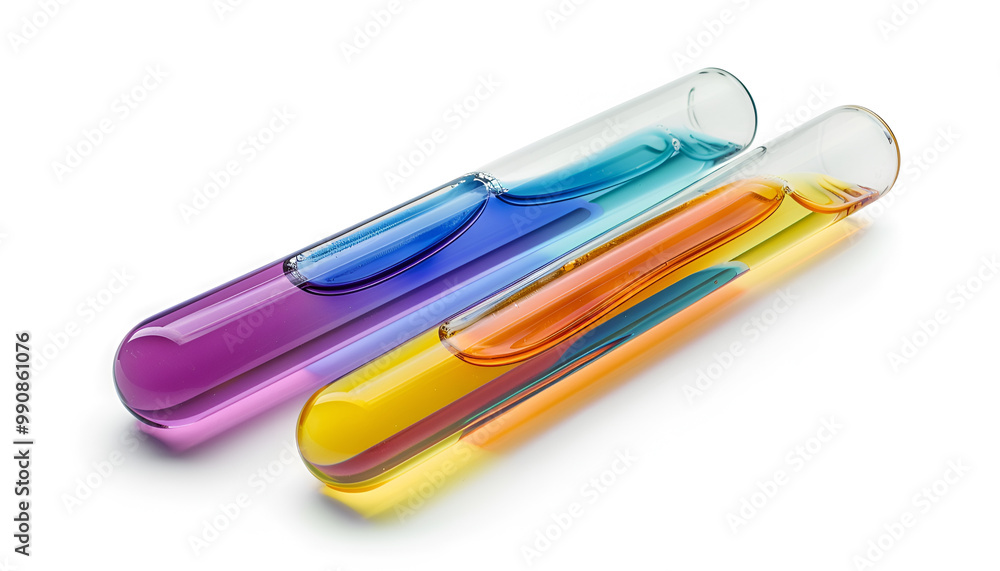Test tube with color liquid on white background. Solution chemistry Test tube with color liquid on white background. Solution chemistry