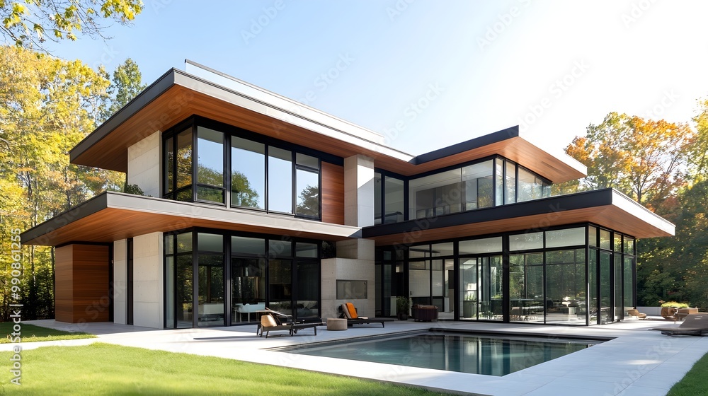 Stunning contemporary modern house featuring sharp angular architectural design Stunning contemporary modern house featuring sharp angular architectural design