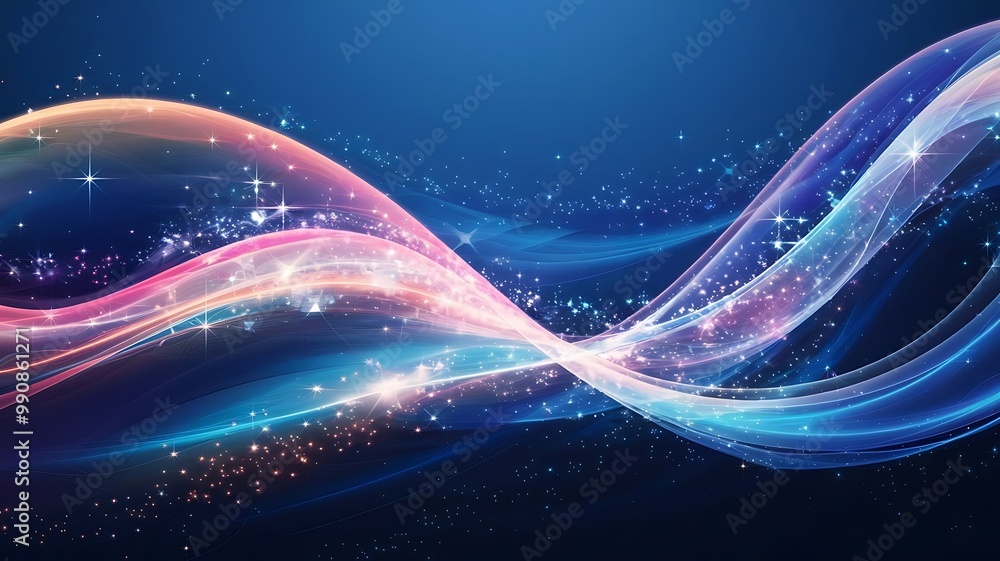 An abstract design with flowing colorful lights, creating swirling patterns that emit soft glows and sparkles, enhancing the magical atmosphere --ar 16:9 An abstract design with flowing colorful lights, creating swirling patterns that emit soft glows and sparkles, enhancing the magical atmosphere --ar 16:9