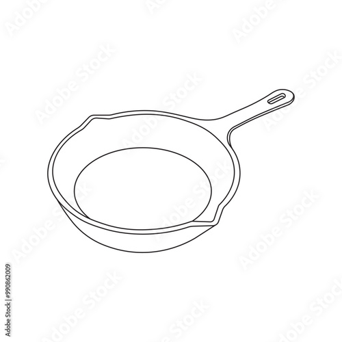 Hand drawn Kids drawing Cartoon Vector illustration iron cooking icon Isolated on White Background