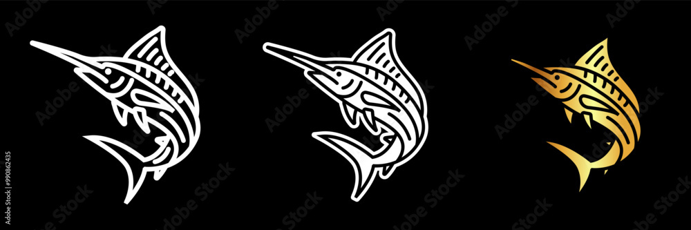 Blue Marlin Icon, A large, fast-swimming fish with a spear-like bill, popular in sport fishing due to its strength and speed. Blue Marlin Icon, A large, fast-swimming fish with a spear-like bill, popular in sport fishing due to its strength and speed.