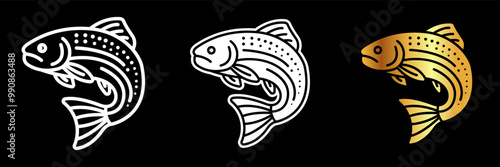 Salmon Icon, A migratory fish known for its pink flesh, commonly used in a variety of dishes, including sushi and grilling.