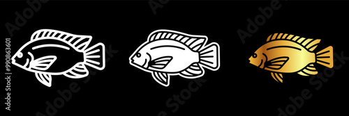 Tilapia Icon, A freshwater fish widely farmed for its mild taste and adaptability, commonly used in a variety of global cuisines.