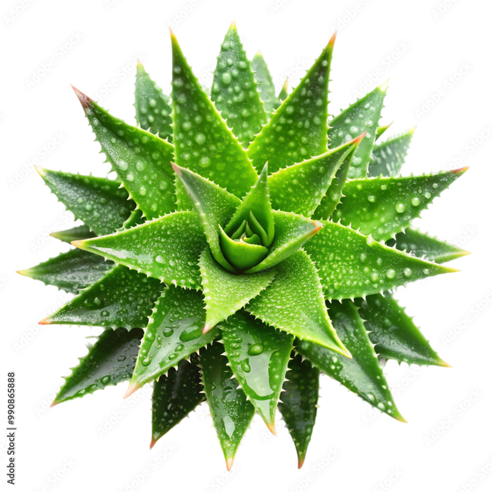 Aloe leaves with drops top view Isolated on transparent background. Aloe leaves with drops top view Isolated on transparent background.
