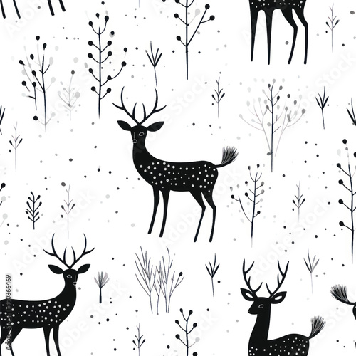 Deer backgrounds pattern drawing.
