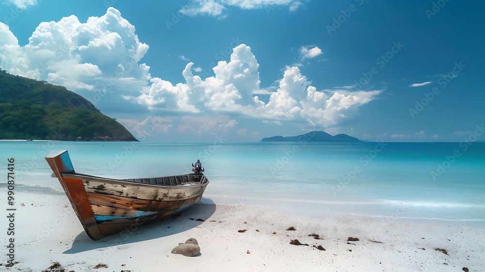 Obraz premium A vessel filled with water on a beautiful beach