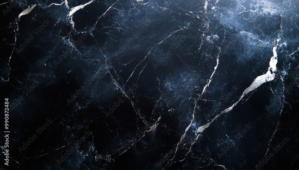 Black marble texture with white veins Black marble texture with white veins