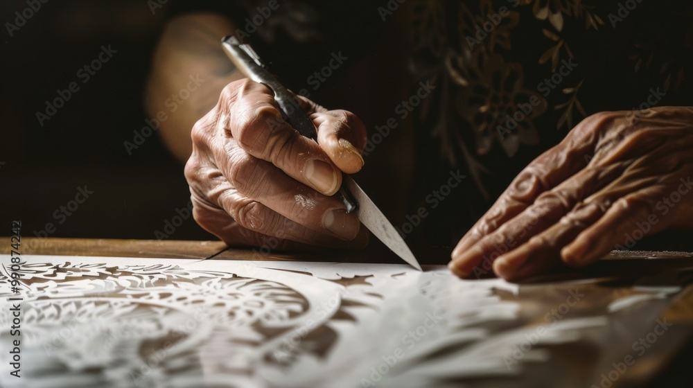 Obraz premium Intricate Paper Cutting Artistry in Action