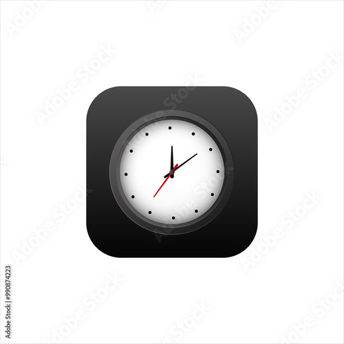 Watch icon for mobile application in black modern style with gradient. New clock logo.