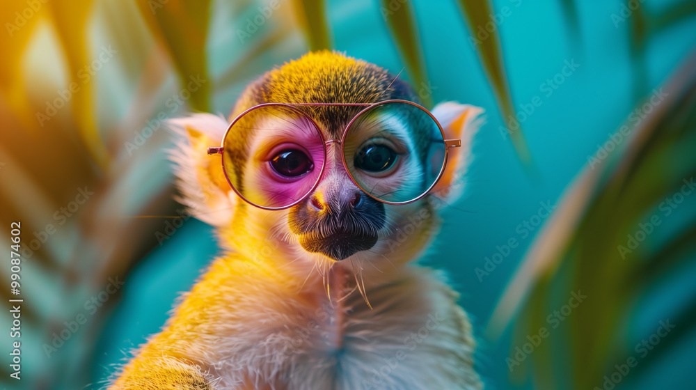 Squirrel monkey with sunglasses Squirrel monkey with sunglasses