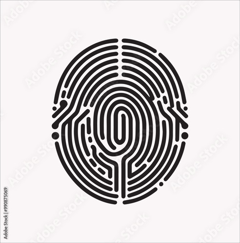 biometric Fingerprint vector silhouette on a white background