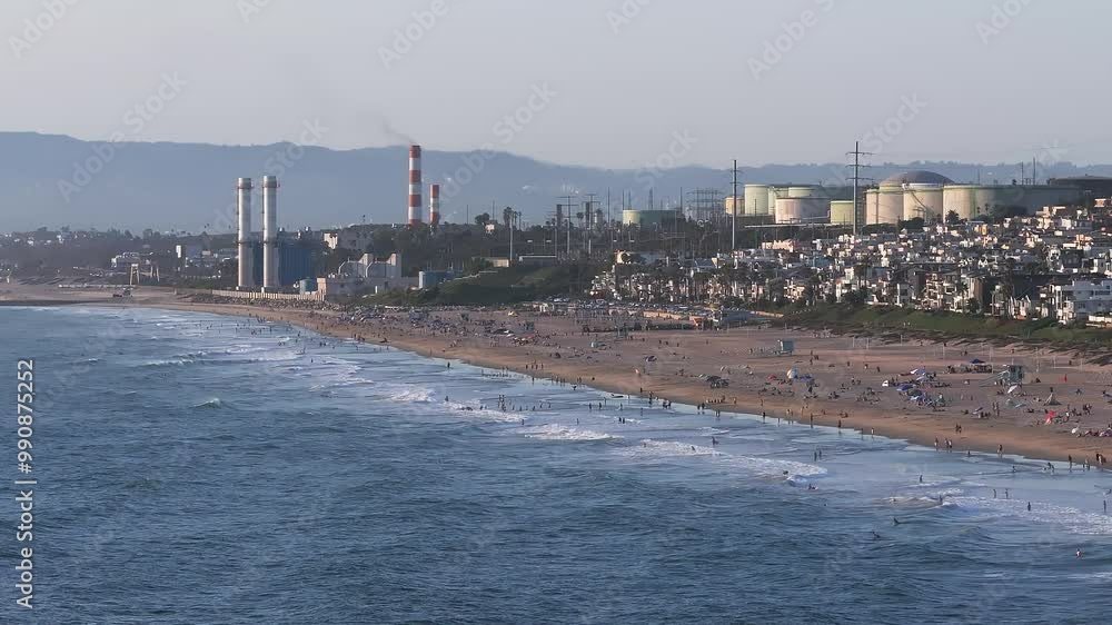 Aerial morning view of the shore near Manhattan Beach and Redondo Beach, Los Angeles, California Aerial morning view of the shore near Manhattan Beach and Redondo Beach, Los Angeles, California