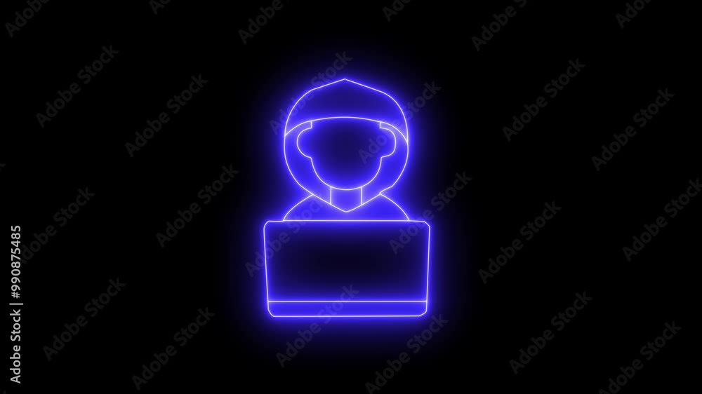 Beware of scammer. Hacker with laptop computer.motion animation Big data, cloud computing and AI software for internet crime, animation and future technology Beware of scammer. Hacker with laptop computer.motion animation Big data, cloud computing and AI software for internet crime, animation and future technology