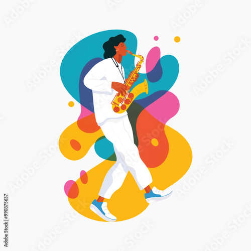 Colorful saxophonist abstract art