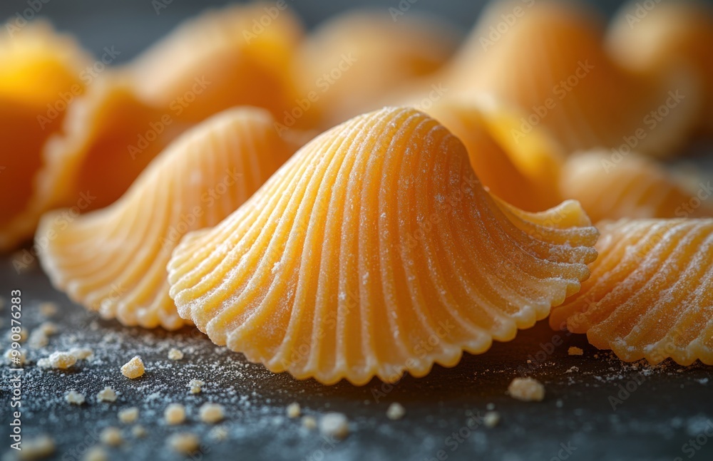Delicious close-up of artisan pasta conchiglie showcasing its unique shell shape Delicious close-up of artisan pasta conchiglie showcasing its unique shell shape