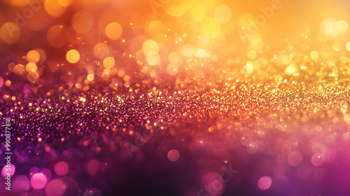 Abstract gold and pink sparkling background. Beautiful lights with ombre effect Defocused Background With Blinking Stars and sparks. Blurred Xmas Bokeh. Greeting card art design Colorful glitter bokeh