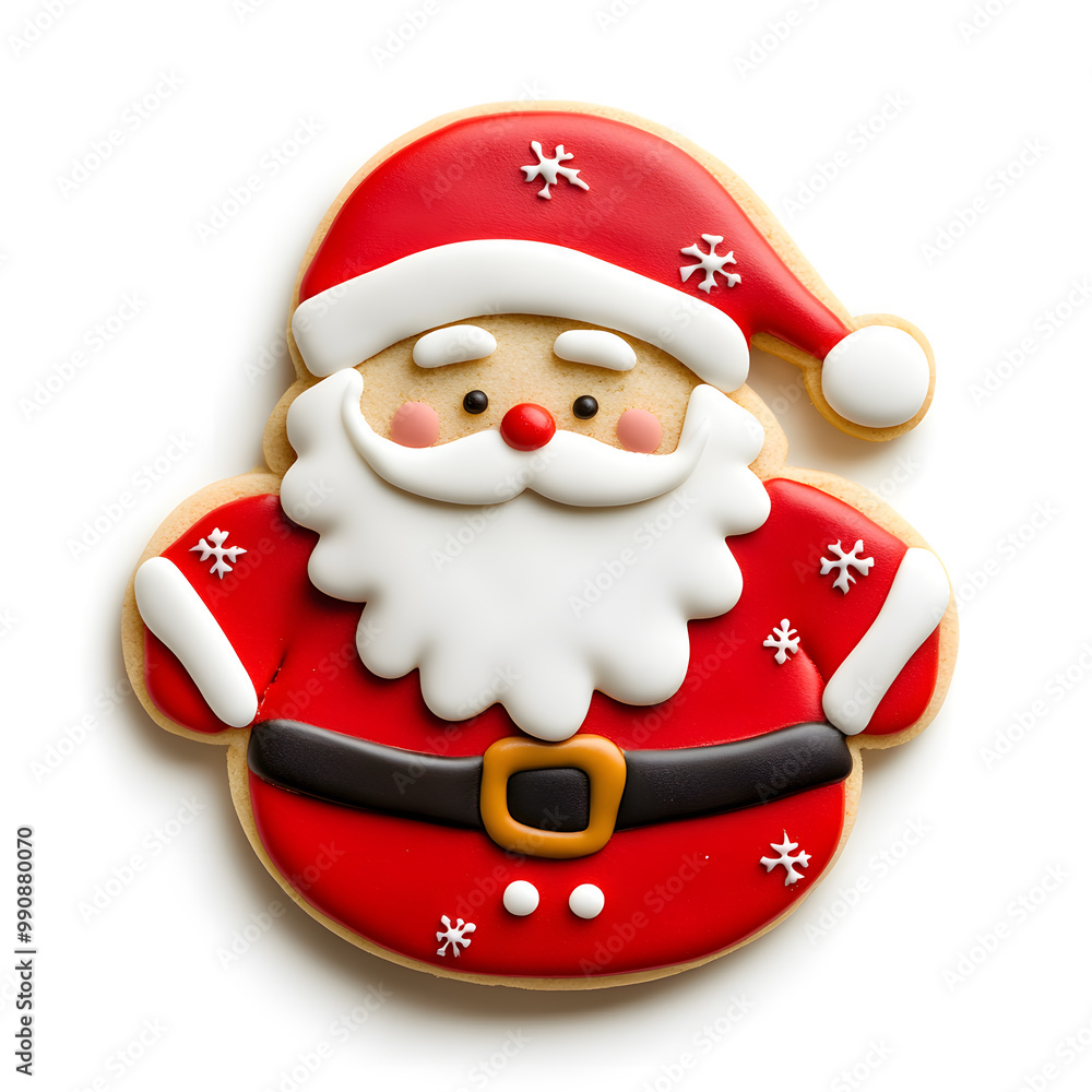 Fototapeta premium Holiday Christmas Santa Claus Cookie top view isolated on white