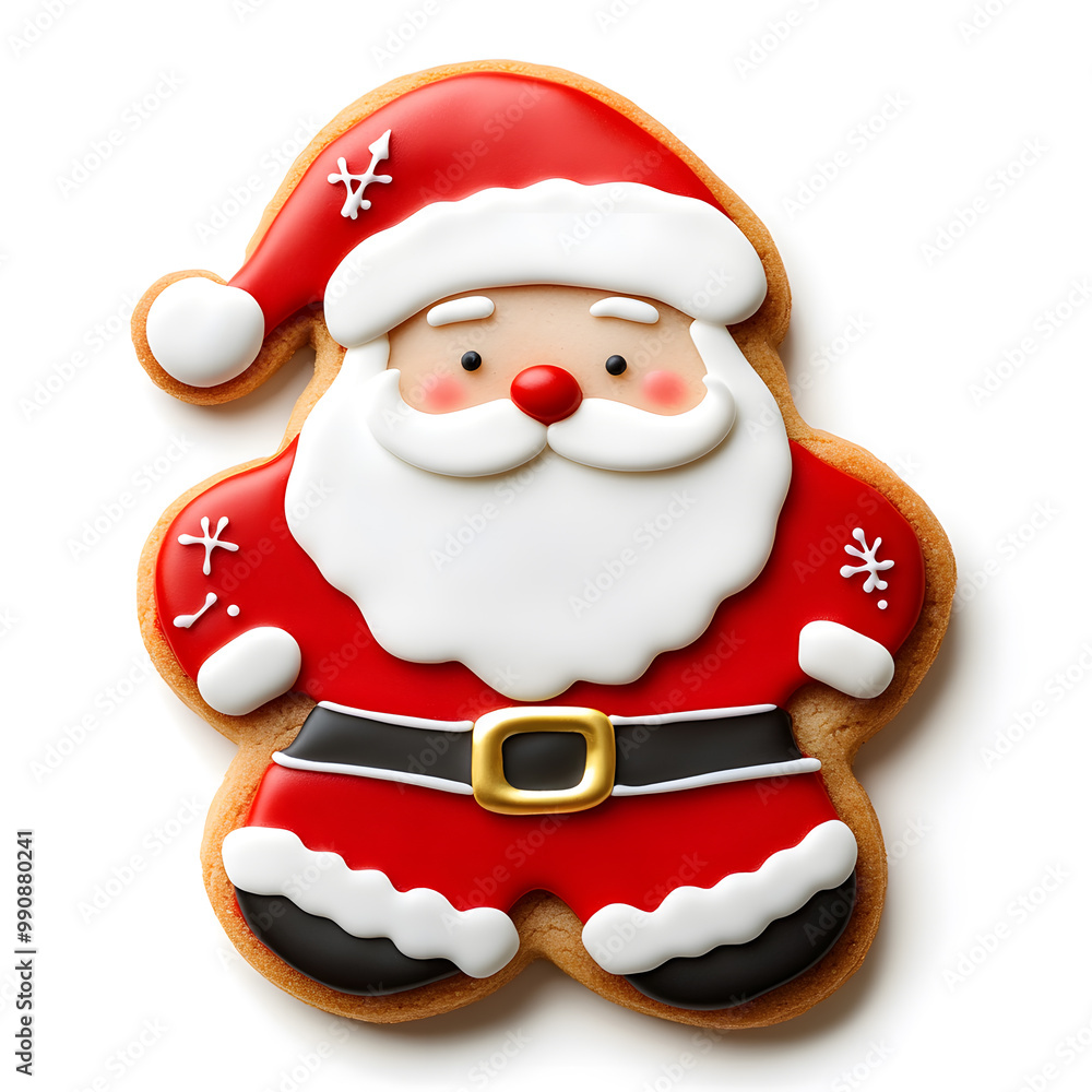 Fototapeta premium Holiday Christmas Santa Claus Cookie top view isolated on white