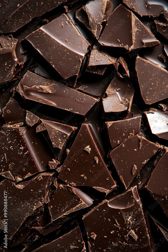 Broken Dark Chocolate Bars Close-Up of Delicious and Rich Dessert Pieces Gourmet Confectionery Broken Dark Chocolate Bars Close-Up of Delicious and Rich Dessert Pieces Gourmet Confectionery