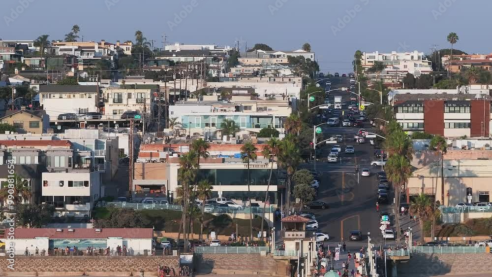Aerial morning view of the shore near Manhattan Beach and Redondo Beach, Los Angeles, California Aerial morning view of the shore near Manhattan Beach and Redondo Beach, Los Angeles, California