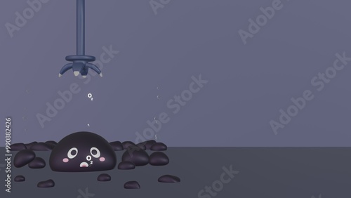 Dark oxygen in 3D concept, It is called dark oxygen on the ocean’s floor photo