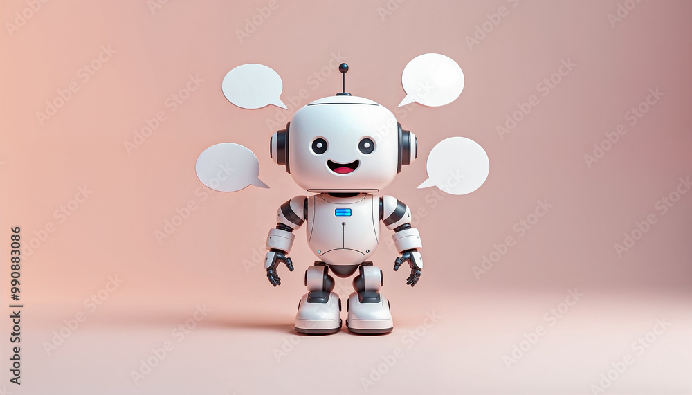 Cute AI chatbot concept with speech bubbles Cute AI chatbot concept with speech bubbles