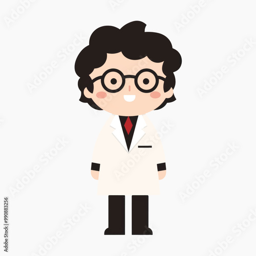 Cartoon scientist character illustration