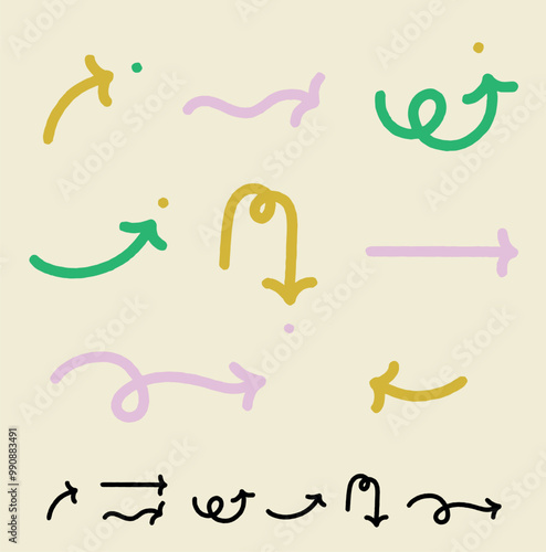 Flèches directions vecteurs dessin illustration ligne trait 