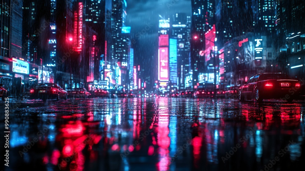 Glowing neon graffiti brightens dark city rooftops on foggy night picture Glowing neon graffiti brightens dark city rooftops on foggy night picture
