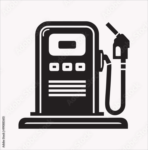 station Gas pump icon vector silhouette on a white background