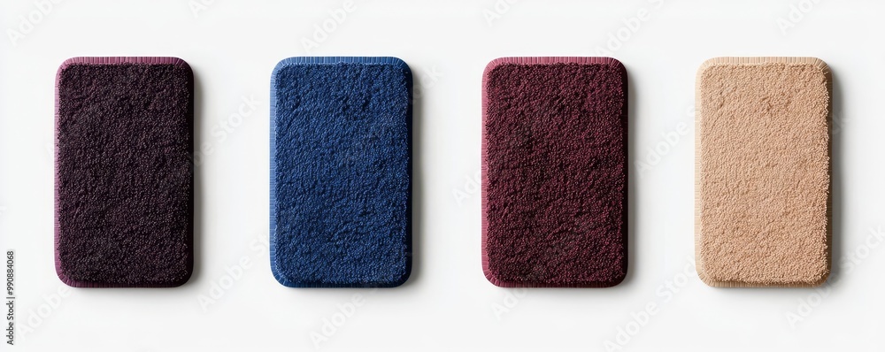 Fototapeta premium A collection of soft, textured fabric swatches in various colors, showcasing rich hues for design inspiration.