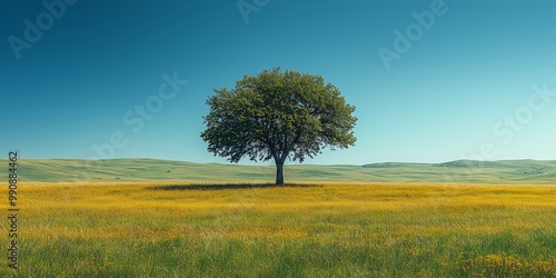 Expansive Grassland Under a Clear Blue Sky