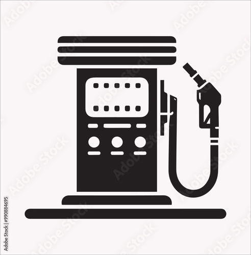 station Gas pump icon vector silhouette on a white background