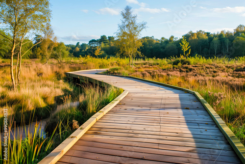 Boardwalk in natural heathland fen