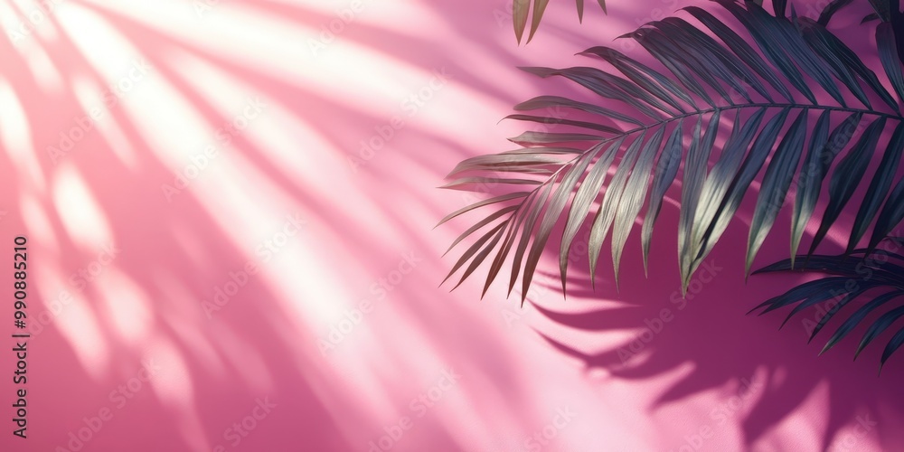 custom made wallpaper toronto digitalSoft Pink Background with Palm Leaves Shadows