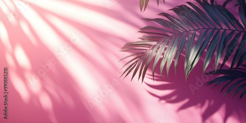 Wallpaper Mural Soft Pink Background with Palm Leaves Shadows Torontodigital.ca