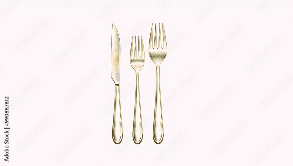 A set of silverware with a knife and fork. A set of silverware with a knife and fork.
