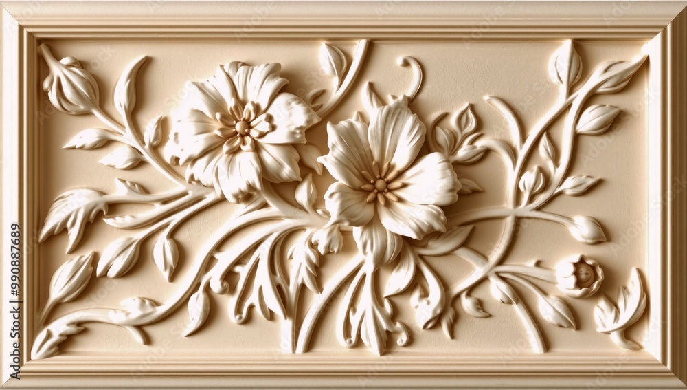 a close up of a decorative wall panel with flowers on it a close up of a decorative wall panel with flowers on it