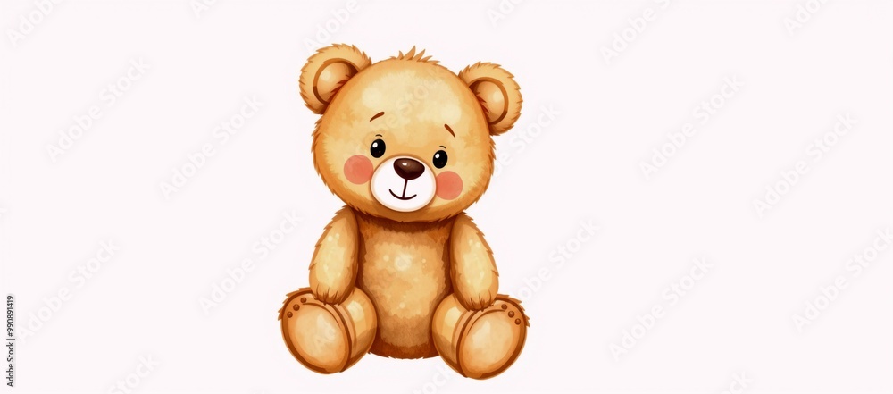 A brown teddy bear sitting on a white background. A brown teddy bear sitting on a white background.