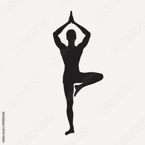 Silhouette yoga tree pose balance