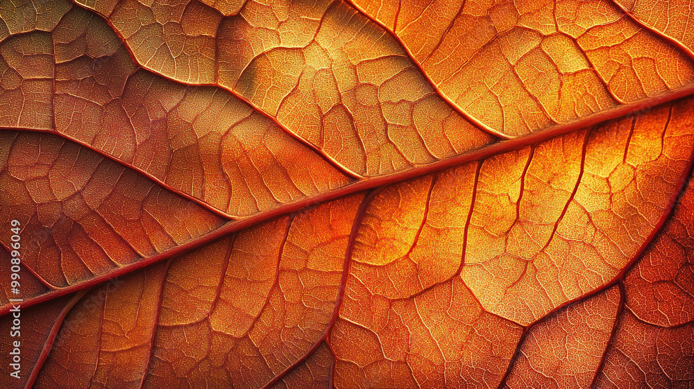 Obraz premium Close-up of the veins on an autumn leaf