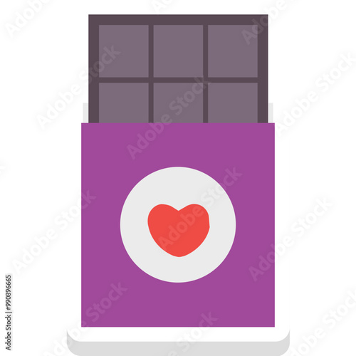 Chocolate sticker vector icon with isolated background  