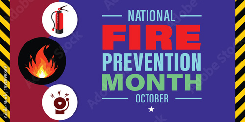 National Fire Prevention Month background or banner design template